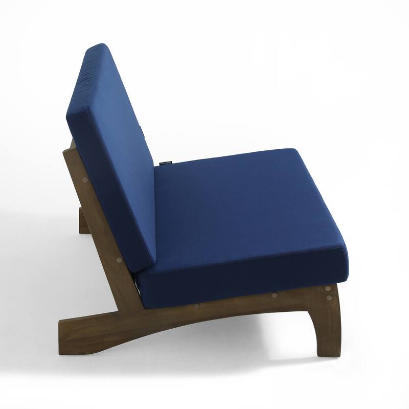 2-Piece Outdoor Teak Wood Loveseat Patio Set with Side Table