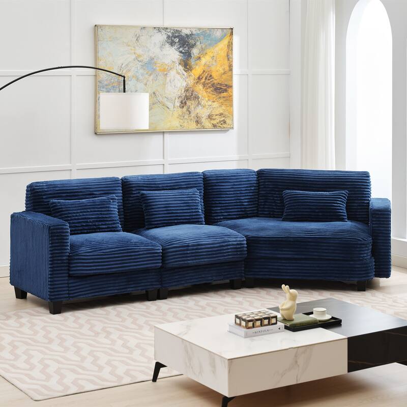 Multi-seat(3/4/5 seats) Corduroy Sectional Sofa, Modular Couch for Living Room & Business
