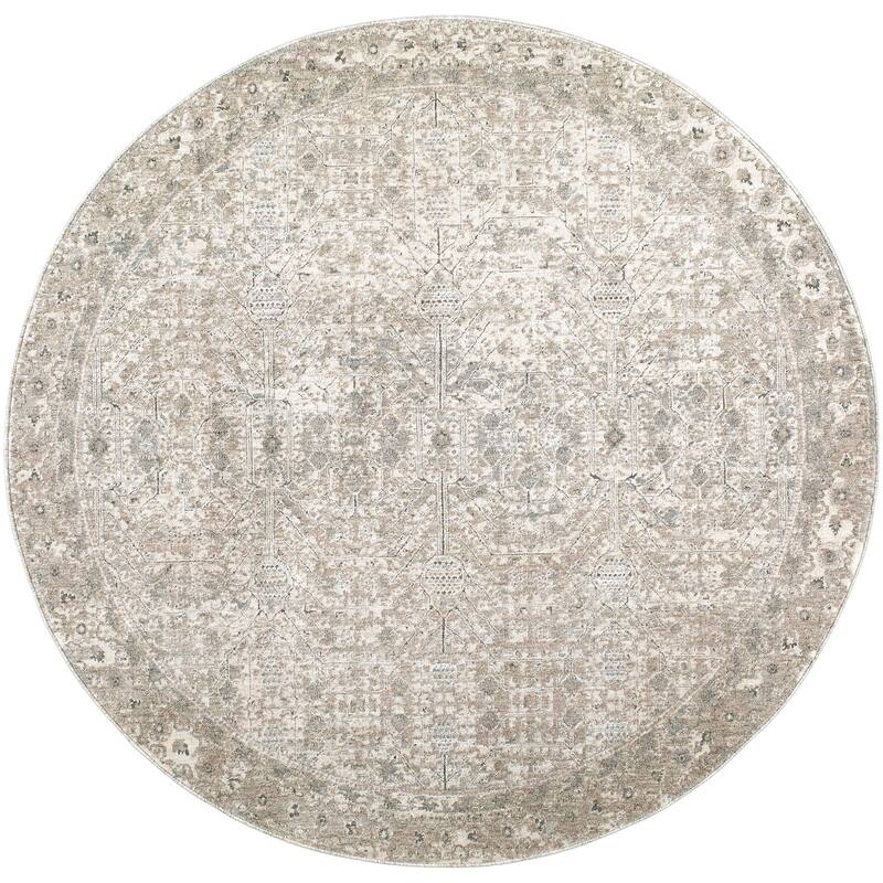 Livabliss Poetry Traditional Area Rug - Cream - 5'3" x 5'3"