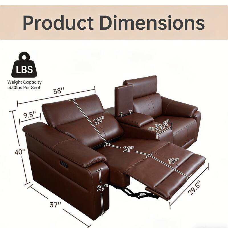 Power Recliner 3-Piece Loveseat Set with Storage Console