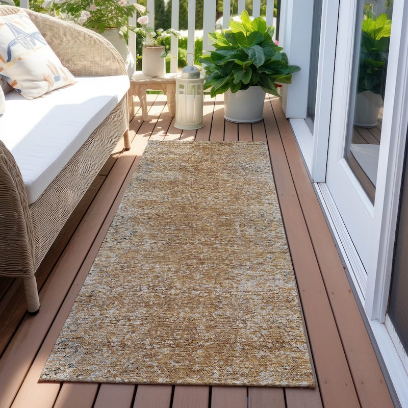 Machine Washable Indoor/ Outdoor Chantille Solid Contemporary Rug - Terracotta - 2'3" x 7'6"