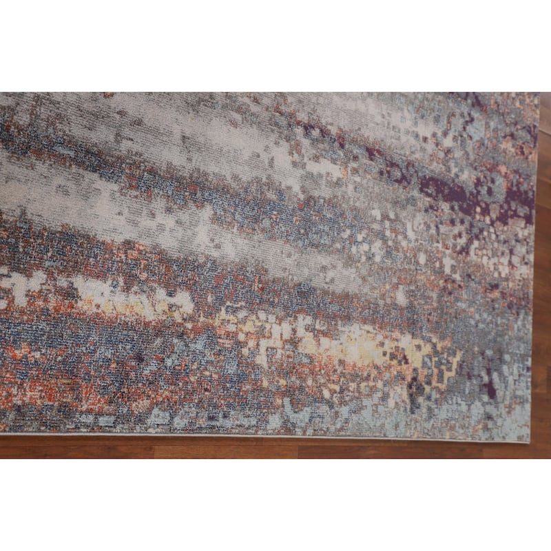 Grey Abstract Turkish Area Rug Machine Made Carpet - 5'0" x 8'0"