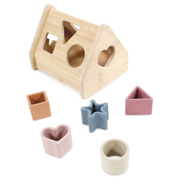 slide 1 of 1, Hudson Baby Wood and Silicone Shape Sorter Toy, Multicolor, One Size - Multicolor Brown Multicolor Brown - Toddler