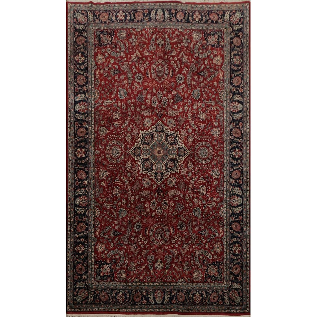 Hand Knotted Oriental 100% Wool Carpet Traditional Floral Red Tabriz Area Rug - 8' 8'' X 5' 9''