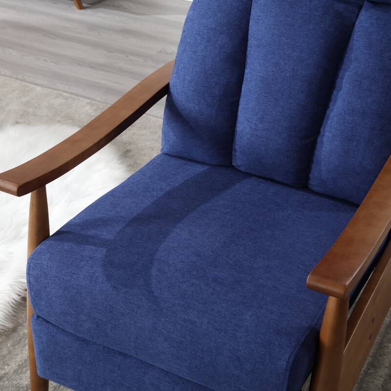 Blue Modern 26.38" Upholstered Adjustable Chaise Lounge Chair with Wood Frame for Living Room
