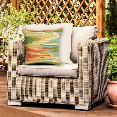 Liora Manne Frontporch Watercolor Pillow Green 18" Sq