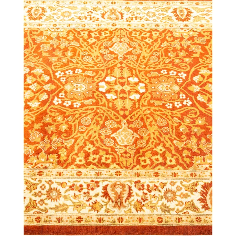 Overton Hand Knotted Wool Vintage Inspired Traditional Mogul Orange Runner Rug - 4 x 6