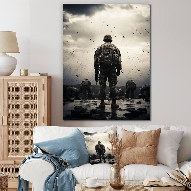 Designart "Military Honoring The Veterans II" Army Canvas Wall Art