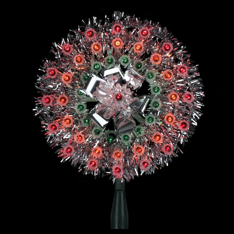 8" Pre-Lit Silver Starburst Christmas Tree Topper - Multicolor Lights - 8