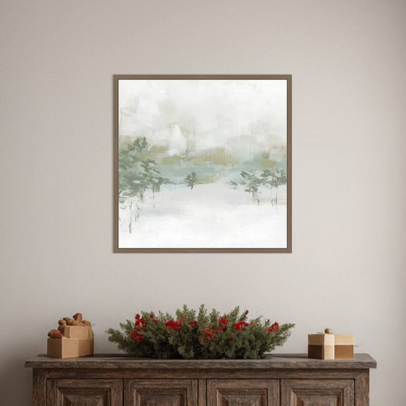 Winter Hillside I by June Erica Vess Framed Canvas Wall Art Print - Sylvie Dark Gold