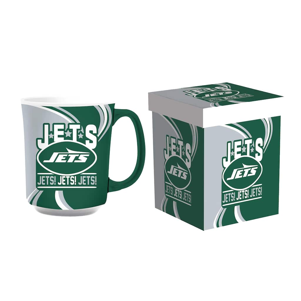 New York Jets, 14 oz Ceramic Coffee Mug w/ Gift Box