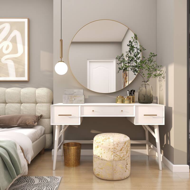 Black, White or Gold Wood Wall Mirror with Thin Frame