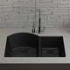 preview thumbnail 9 of 11, Lexicon Platinum Quartz 32 Inch 70/30 Double Bowl Kitchen Sink with Bottom Grids and Strainers and Disposal Flange