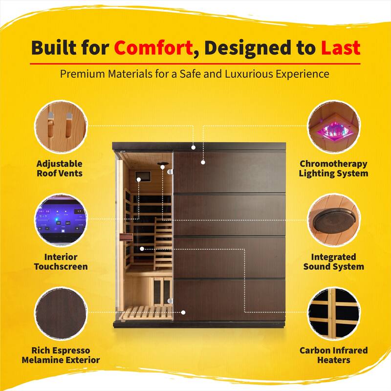 HeatWave Sirona 3-Person Hemlock Infrared Sauna with 8 Carbon Heaters