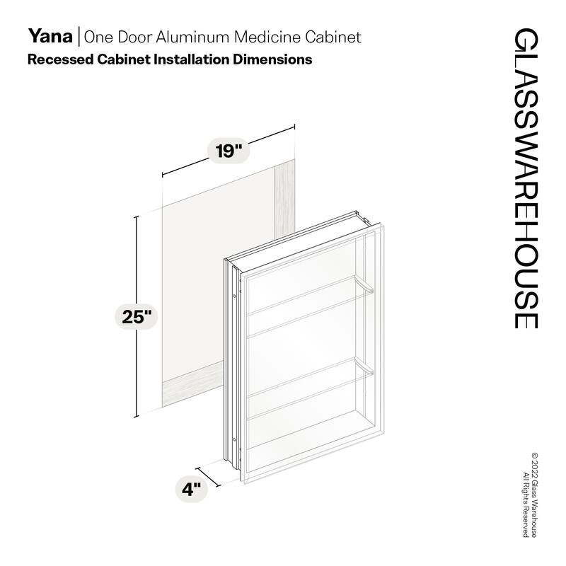 Glass Warehouse AC1-20X26 Yana 20" x 26" Frameless Single Door