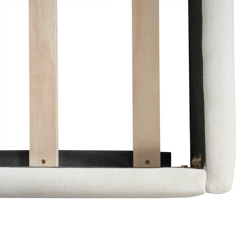 Christopher Knight Home - Modern Minimalist Upholstered Linen Platform Bed Frame with Wingback Headboard, Wood Slat Support