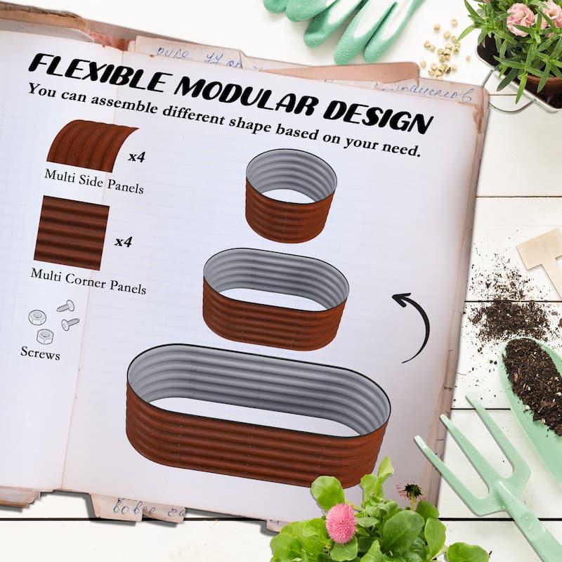 Galvanized Raised Garden Bed Outdoor Metal Elevated Planter Box with Safety Edging and DIY Stock Tank for Growing Flowers