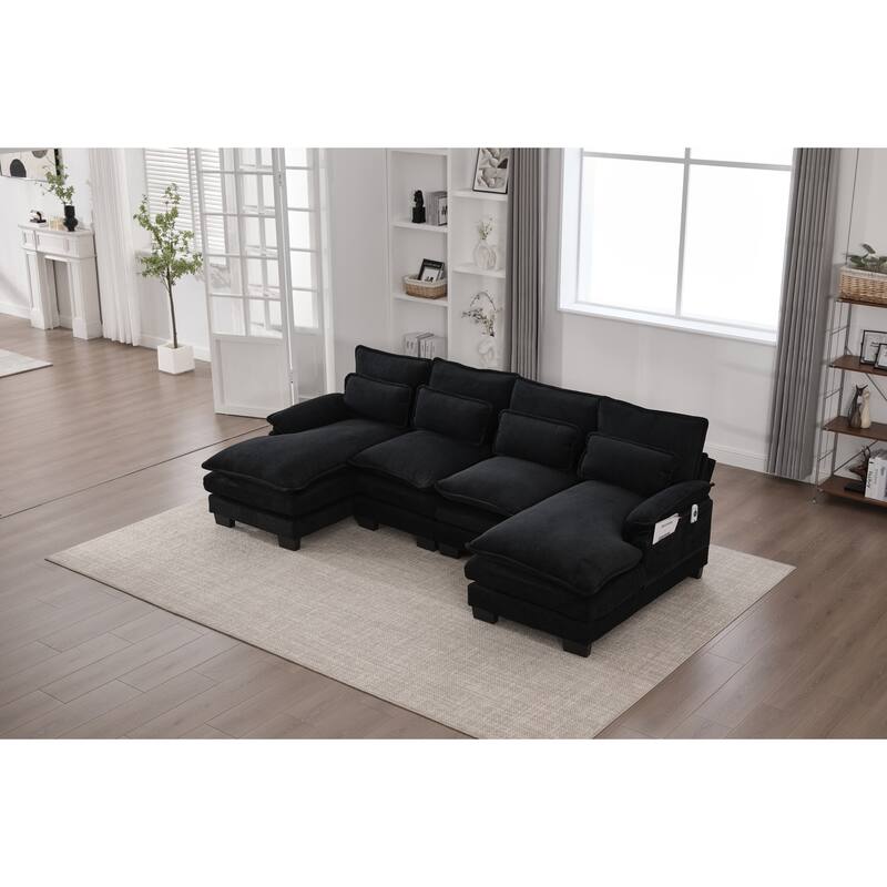 GDFStudio - U Shaped 110" Chenille Modular Cloud Sectional Couches