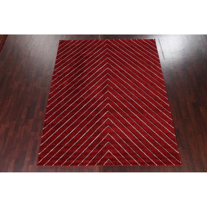 Red Chevron Style Transitional Oriental Turkish Rug Modern Carpet