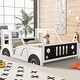 preview thumbnail 2 of 6, White Twin Size Pine Wood Car-Shaped Platform Bed with Doors, Windows, and Decorative Wheels