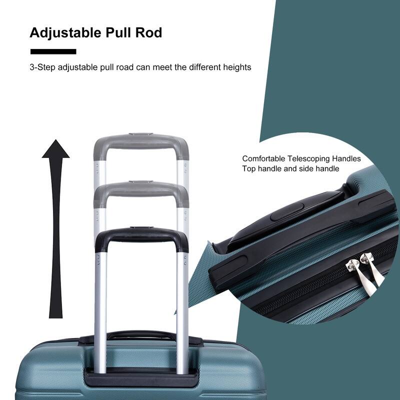 3PCS Expandable PC Lightweight Luggage Sets Suitcase with 2 Hooks,TSA Lock and Spinner Wheels