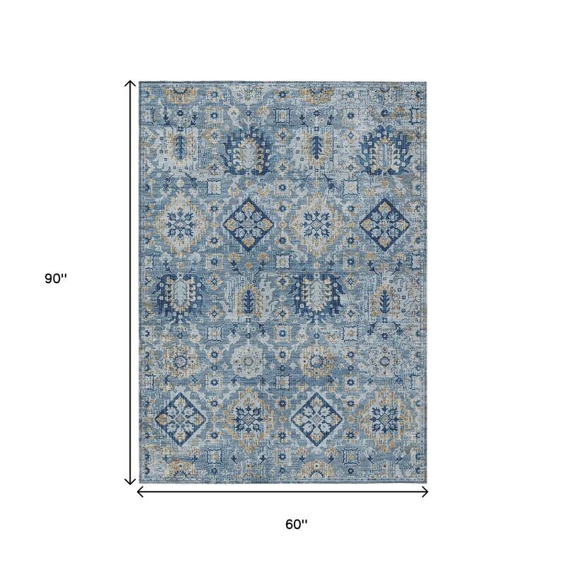 HomeRoots Floral Medallion Traditional Rectangle Outdoor Rug