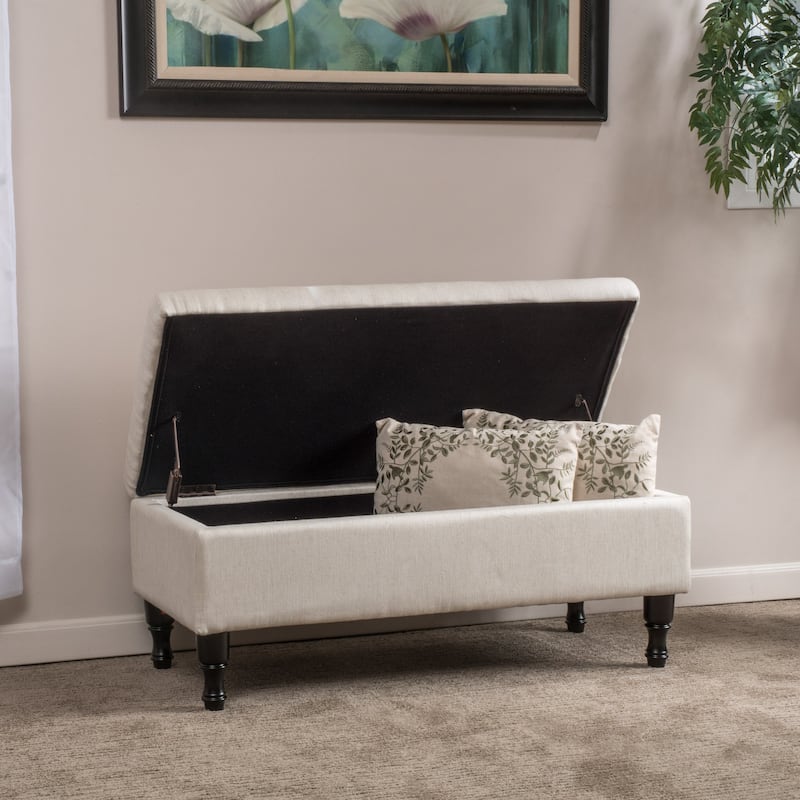 Chantelle Fabric Storage Ottoman by Christopher Knight Home - Beige