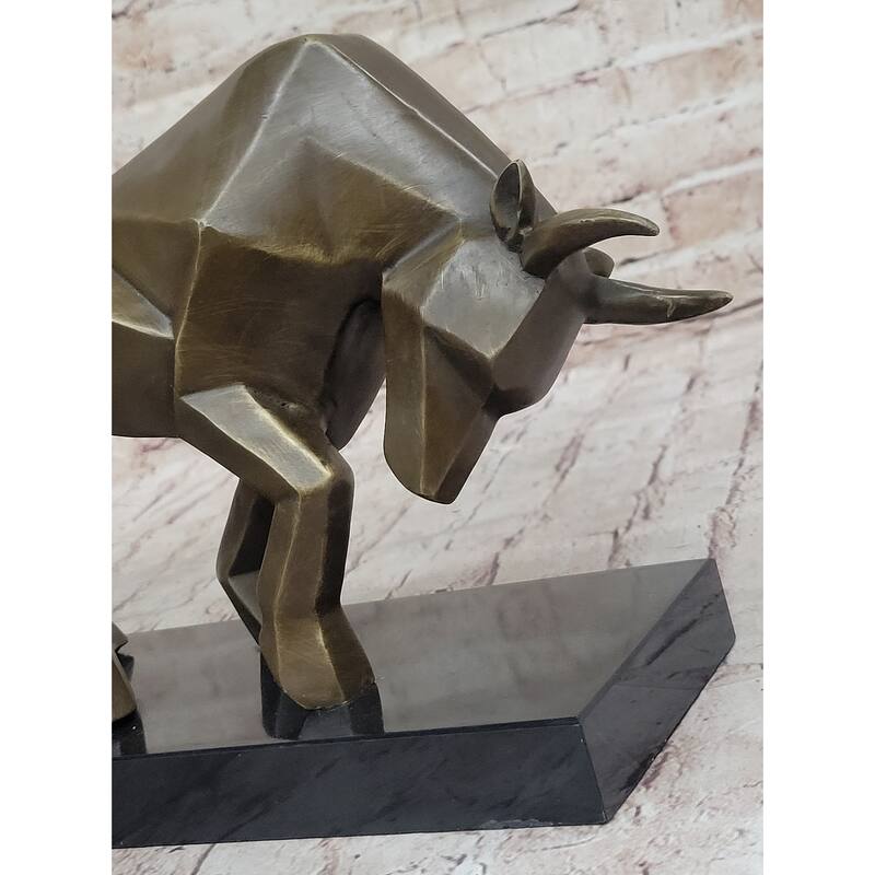 Geometric Abstract Modern Art Bronze Imitative Bull Sculpture Statue Original Signed Fransisci