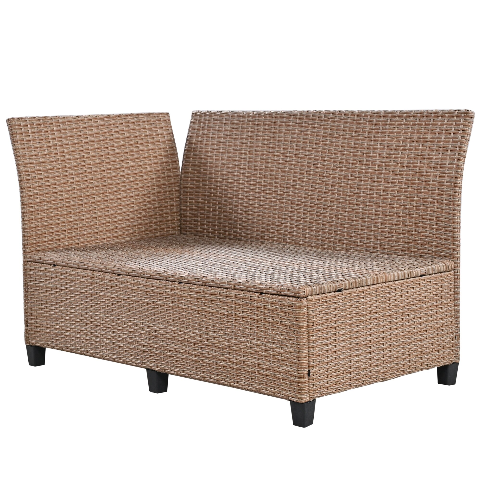 5-Piece Outdoor Patio Rattan Sofa Set, Sectional PE Wicker L-Shaped Garden Furniture Set with 2 Extendable Side Tables - Bed Bath & Beyond