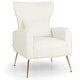 preview thumbnail 4 of 30, Costway Velvet Upholstered Wingback Chair with Lumbar Pillow & Golden - See Details White