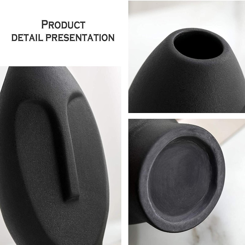 Curata Home Choice of White, Silver, Black or Gold Ceramic Abstract Face Vase (7.5" x 3.75")