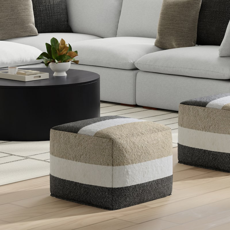 WYNDENHALL Alice 18 inch Wide Boho Pouf in Multicolor Acrylic Fabric & Assembled - Multi Colour