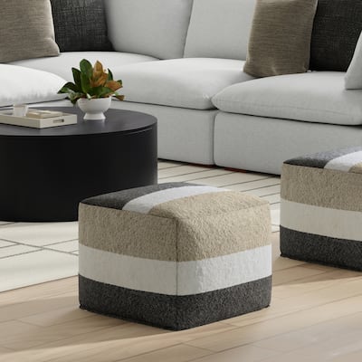 WYNDENHALL Alice 18 inch Wide Boho Pouf in Multicolor Acrylic Fabric & Assembled