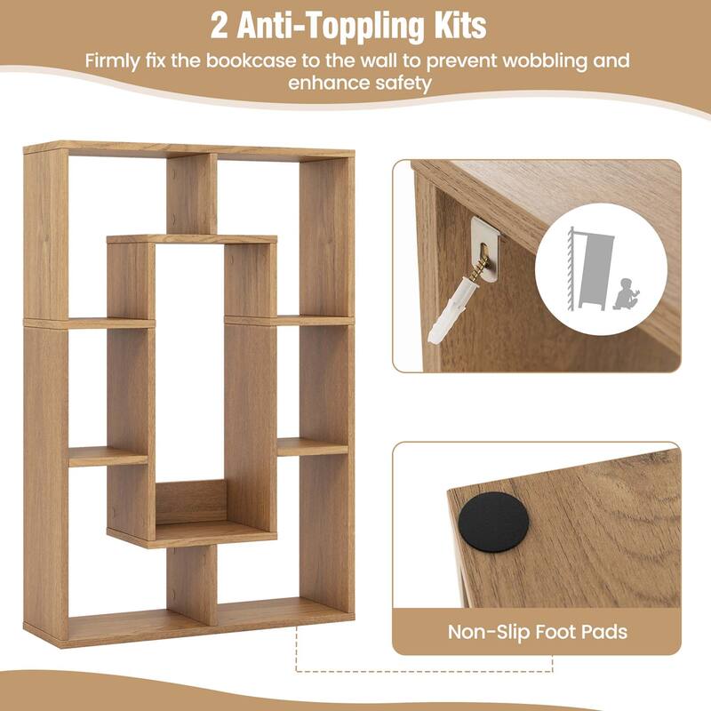 Costway 7-Cube Geometric Bookshelf with Anti-Toppling Device Modern - See Details