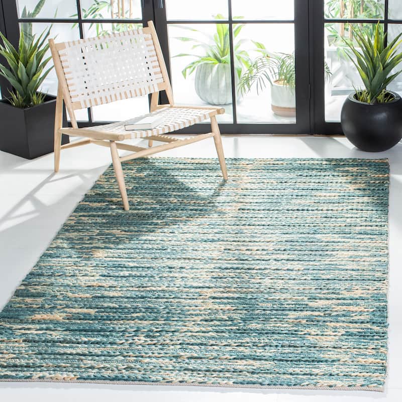 SAFAVIEH Flatweave Natural Fiber Mitruta Geometric Jute Rug - 5' x 8' - Dark Green/Natural