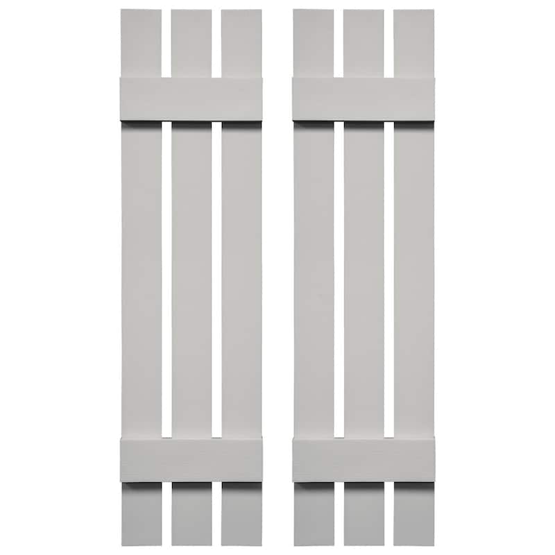 Builders Edge, Standard Three Board Spaced, Board-n-Batten Shutters, Includes Matching Installation Spikes (Per Pair) - 12"W x 43"H - 030 - Paintable