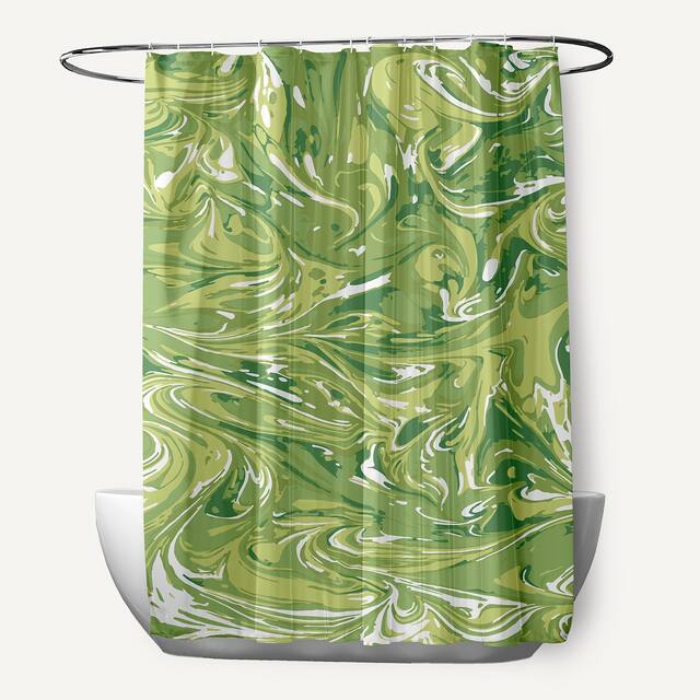 71 x 74-inch Melange Geometric Print Shower Curtain - Green