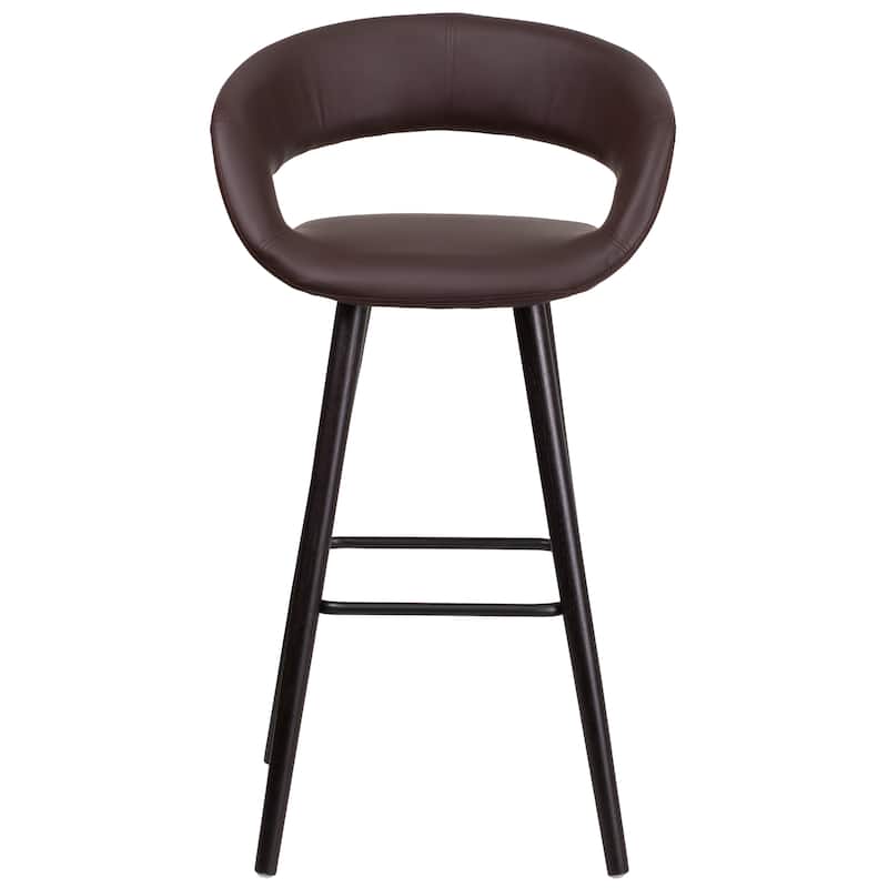 29'' High Contemporary Vinyl Rounded Back Barstool with Wood Frame - 22"W x 19"D x 39"H