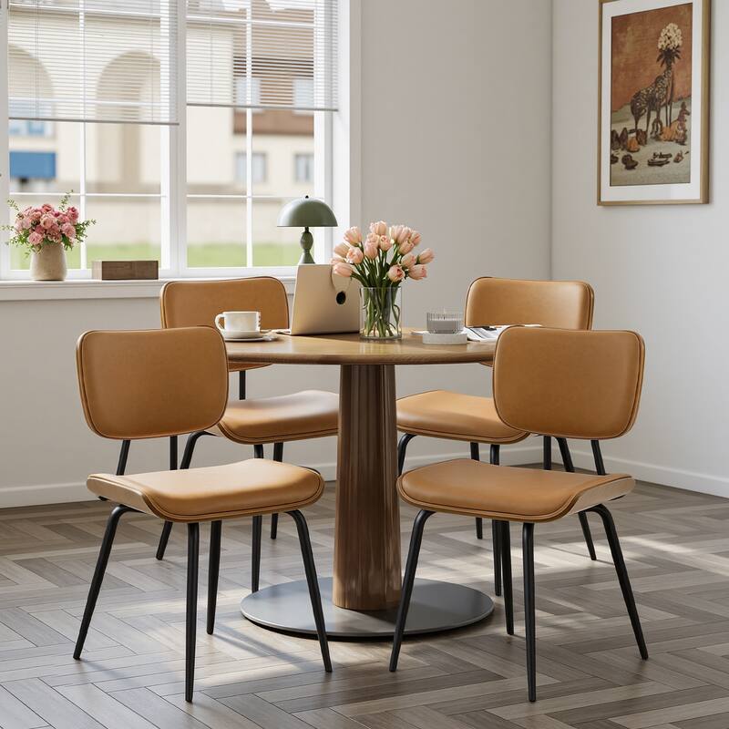 Faux Leather Upholstered Dining Chairs Set of 2/4 - 33.5"H x 19.3"W x 23"D