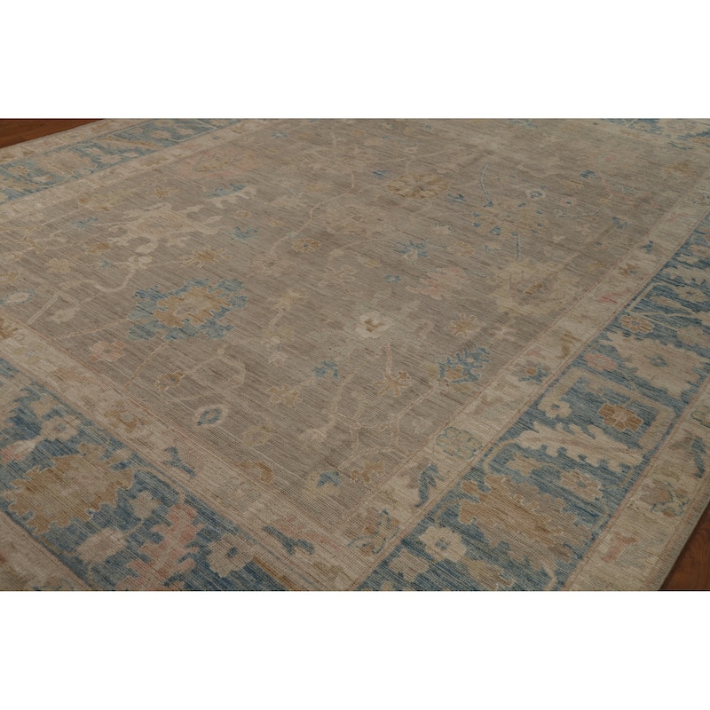 Vegetable Dye Oushak Turkish Area Rug Handmade Wool Carpet - 8'10"x 11'11"