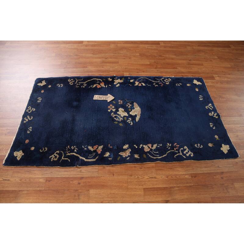 Antique Vegetable Dye Art Deco Chinese Oriental Wool Rug Hand-knotted - 3'1" x 5'9"