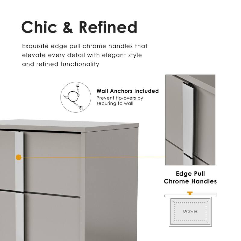 Furniture of America Erina Modern Glossy 6-Drawer Dresser