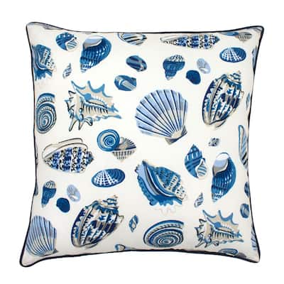 Jiti Outdoor Waterproof Coastal Nautical Seashells Patterned Square Throw Pillows Cushions for Pool Patio Chair 20 x 20