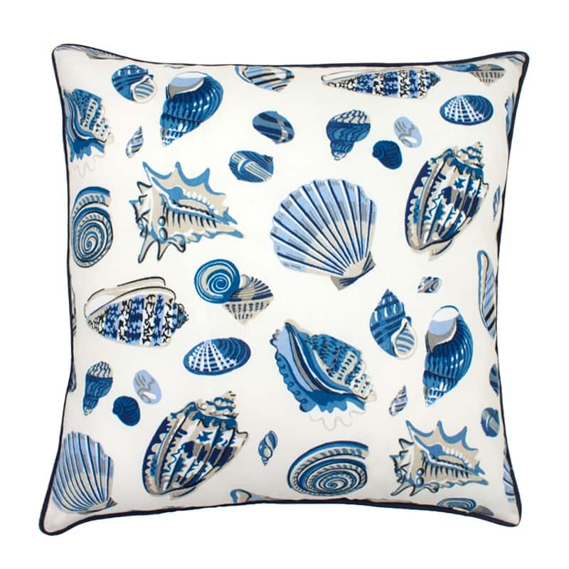 Jiti Outdoor Waterproof Coastal Nautical Seashells Patterned Square Throw Pillows Cushions for Pool Patio Chair 20 x 20