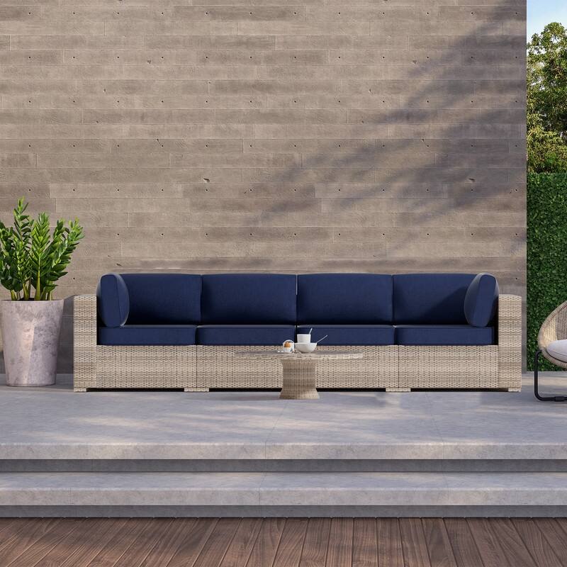 14-Piece Patio Furniture Sofa Cushions, 6-Seater Outdoor Cushion Set (Only Include Cusions，Not Sofa） - 25.6*25.6*4in