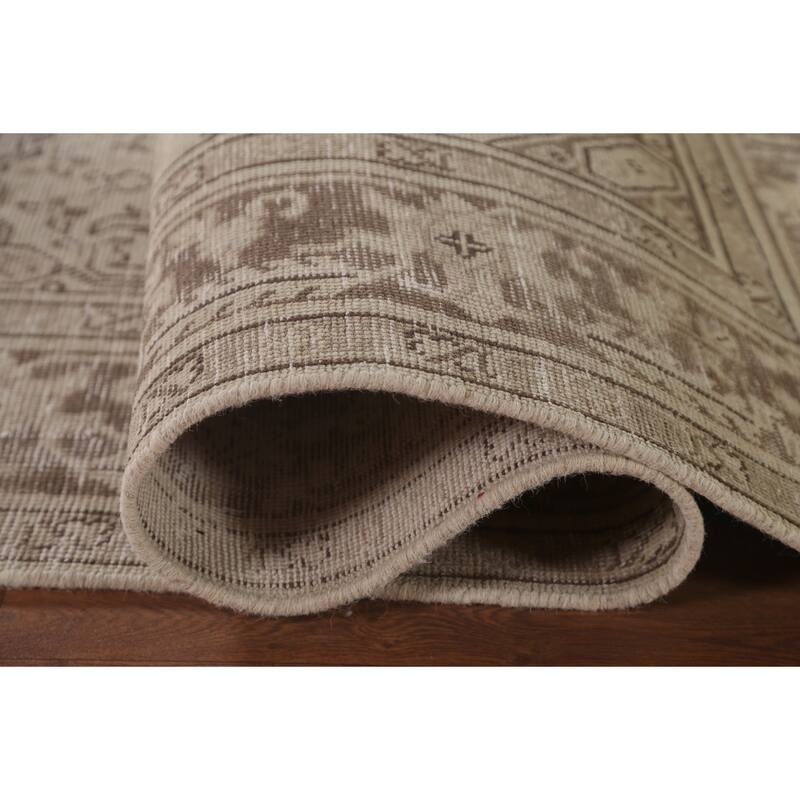 Distressed Tabriz Persian Antique Area Rug Hand-Knotted Wool Carpet - 6'6" x 9'6"