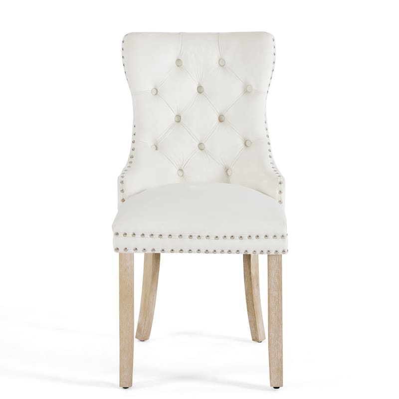 Morden Fort Tufted Dining Chair, Accent Chairs with Studded Trim and Pull Ring