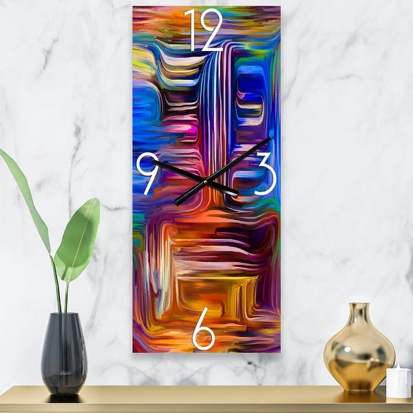 slide 2 of 8, Designart 'Colour Fusion V' Modern Large Wall Clock 12 in. Wide x 28 in. High