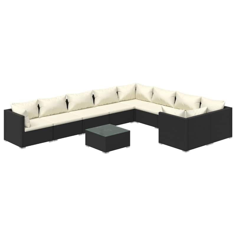 vidaXL Patio Lounge Set Outdoor Sectional Sofa Set Table Garden Poly Rattan - 27.6" x 27.6" x 23.8"