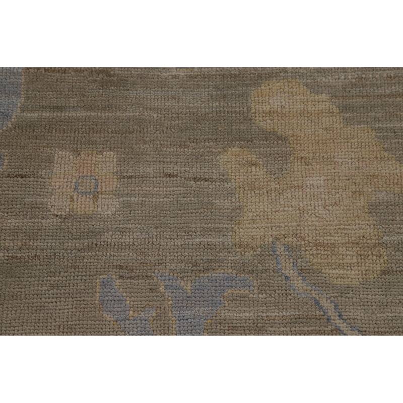 Hand Knotted Oriental 100% Wool Carpet Transitional All-Over Greys & Charcoal Oushak Area Rug - 13' 9'' X 9' 10''